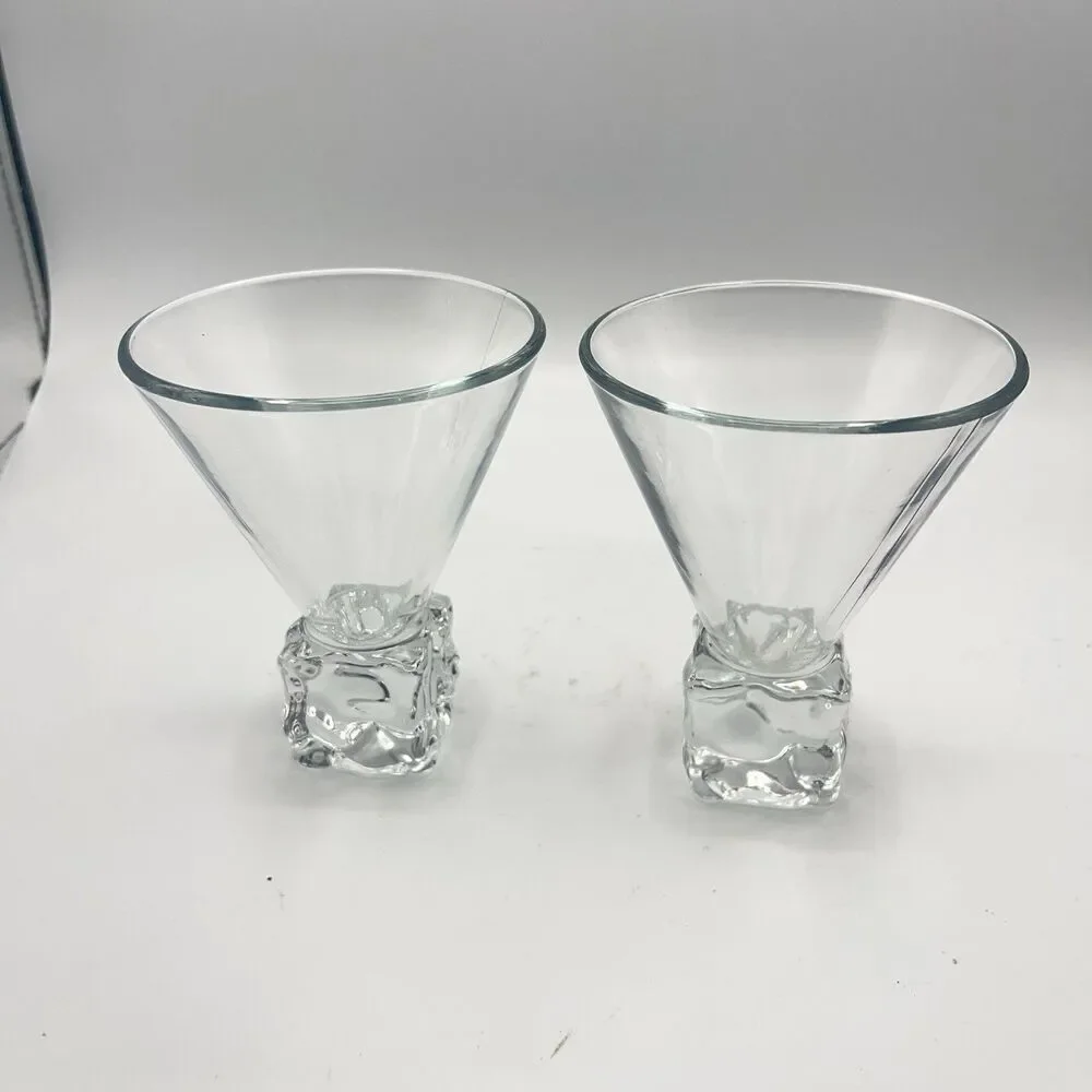 Vintage Set Disaronno Melting  Ice Cube Stemless Martini Glasses